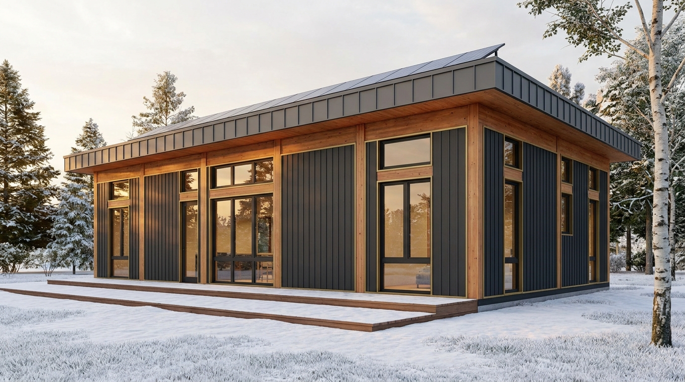 陽の庵 外観 — AI render based on BIM specs