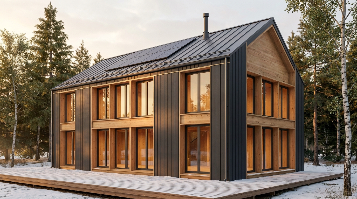 東の庵 外観 — AI render based on BIM specs