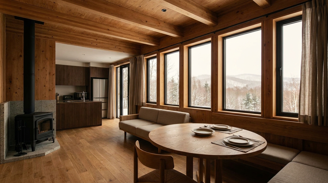 湖の小屋 内観