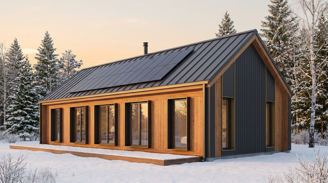 雪の砦 外観 — AI render based on BIM specs