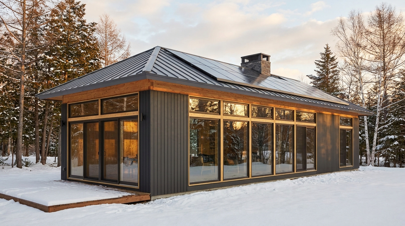 風の小屋 外観 — AI render based on BIM specs