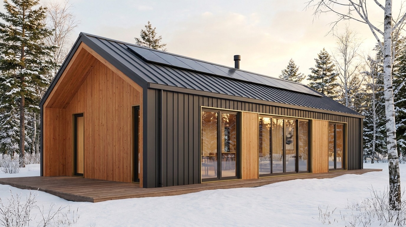 西の庵 外観 — AI render based on BIM specs