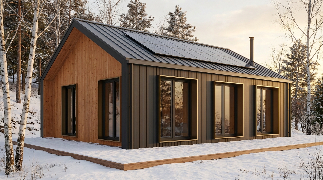 霜の巣 外観 — AI render based on BIM specs