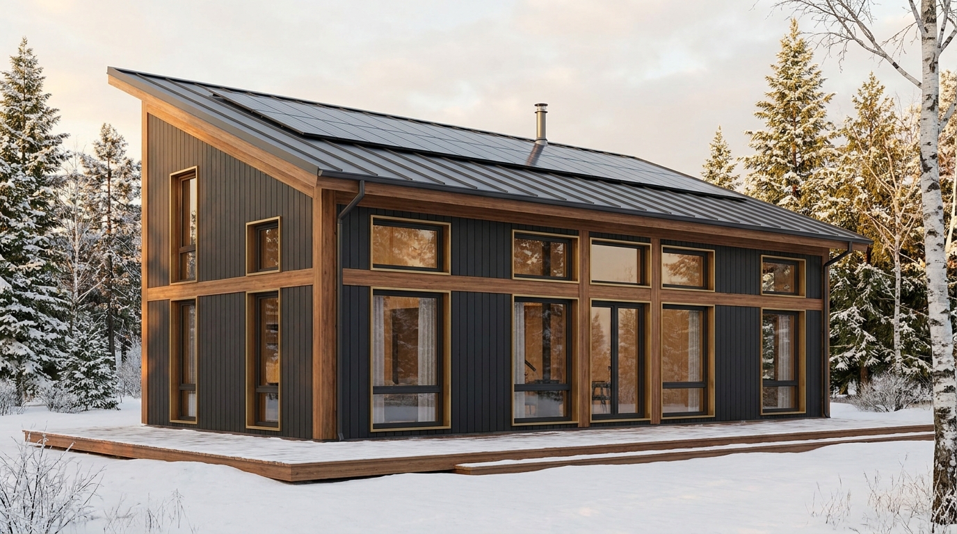 北の家 外観 — AI render based on BIM specs
