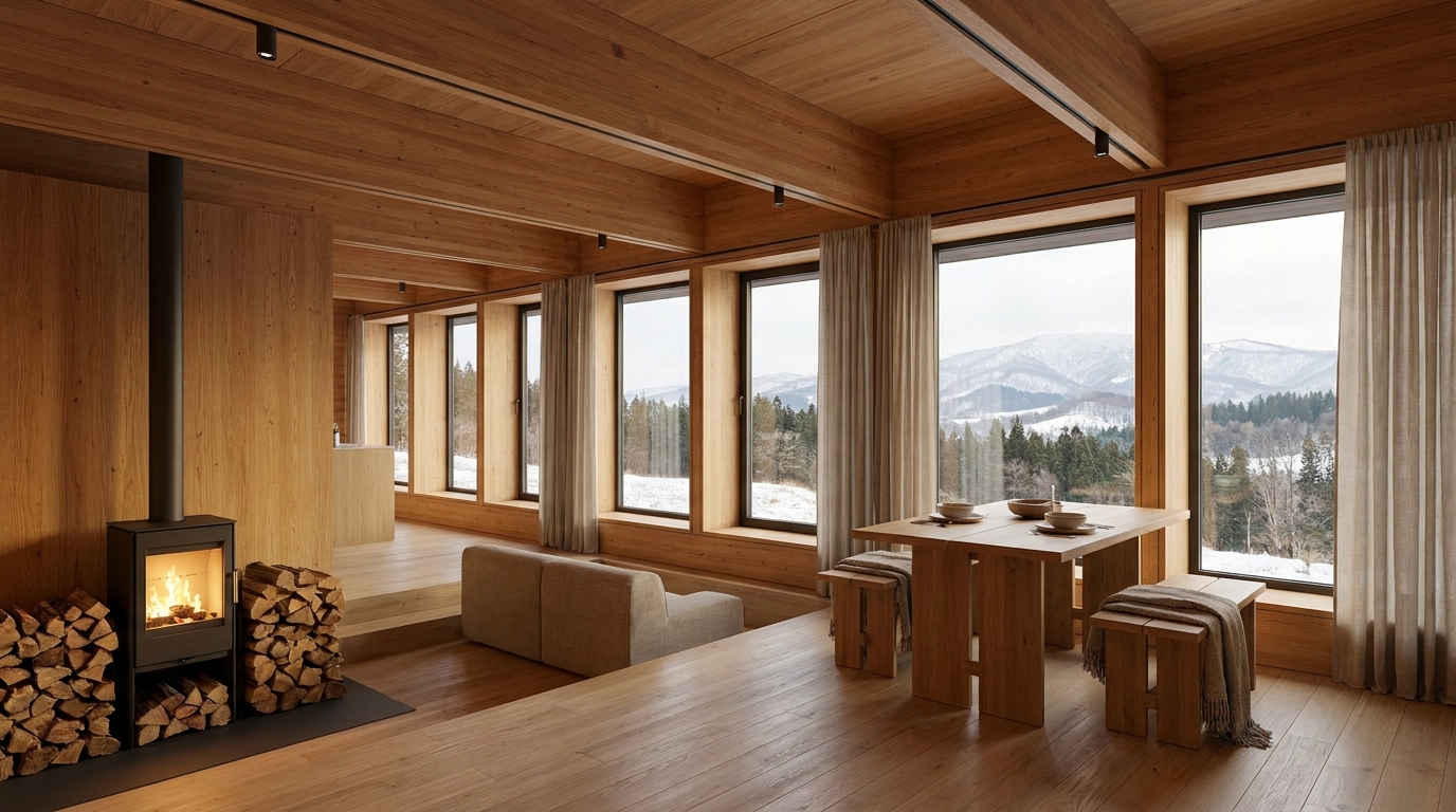 湖の小屋 内観