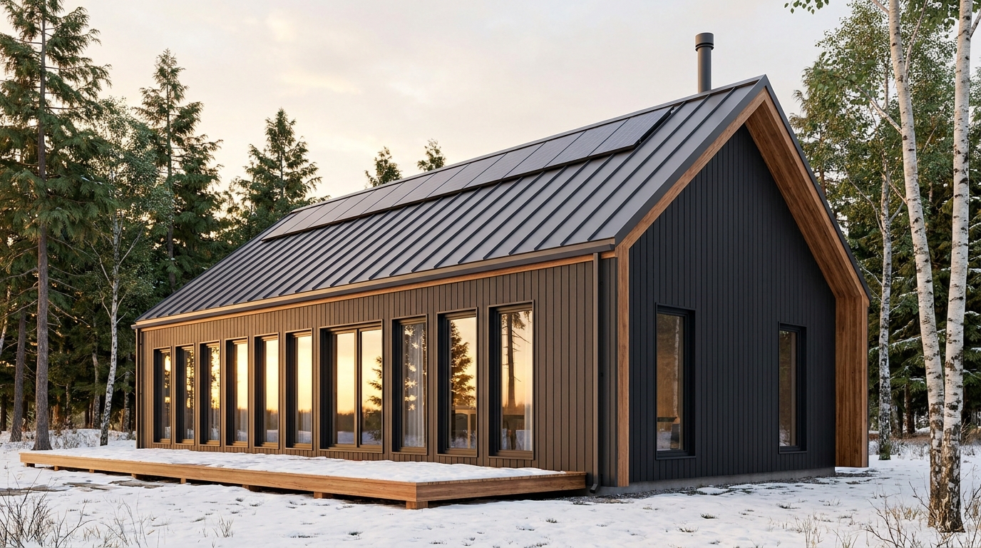 湖の家 外観 — AI render based on BIM specs