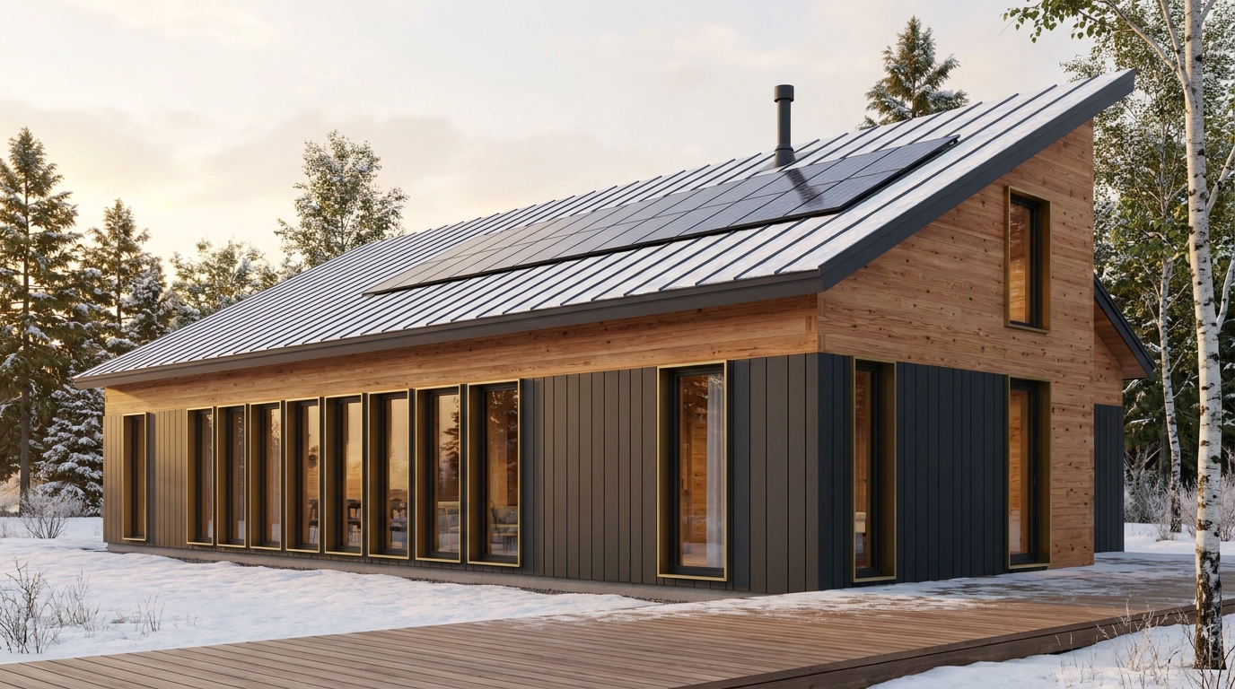 西の庵 外観 — AI render based on BIM specs