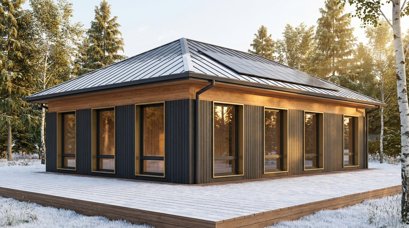 霜の里 外観 — AI render based on BIM specs