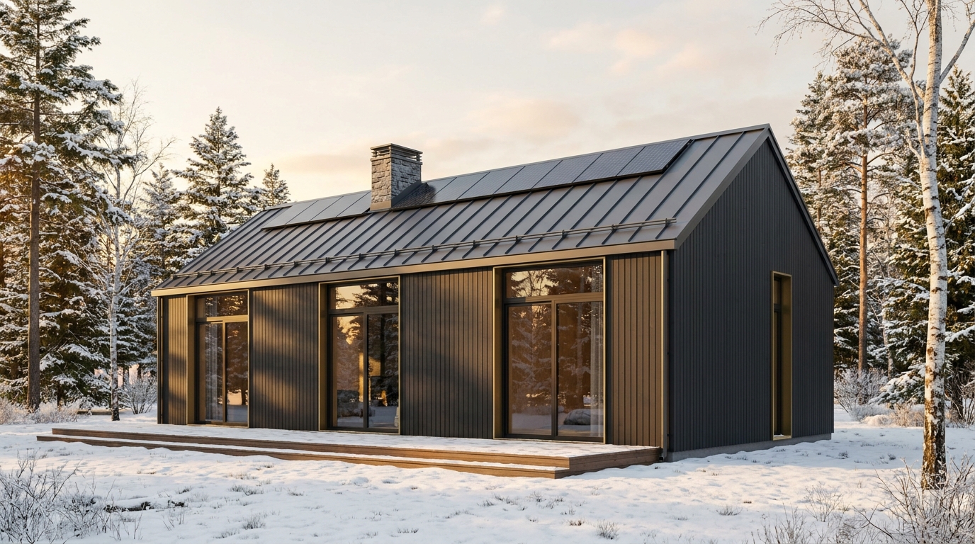 霜の里 外観 — AI render based on BIM specs