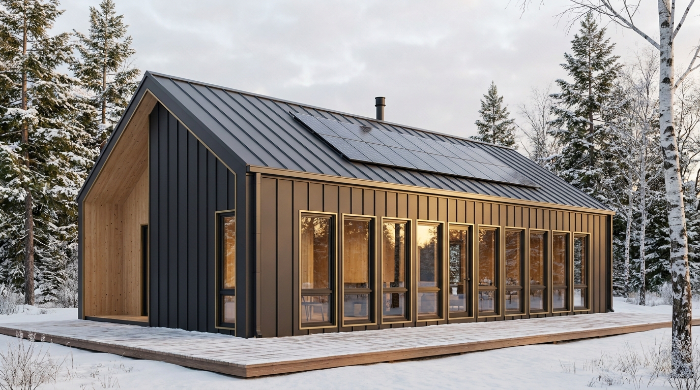 南の小屋 外観 — AI render based on BIM specs