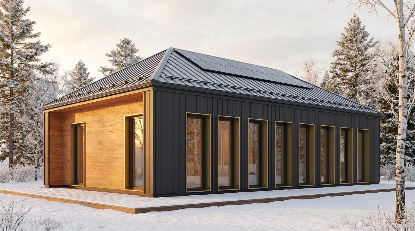 雪の塔 外観 — AI render based on BIM specs