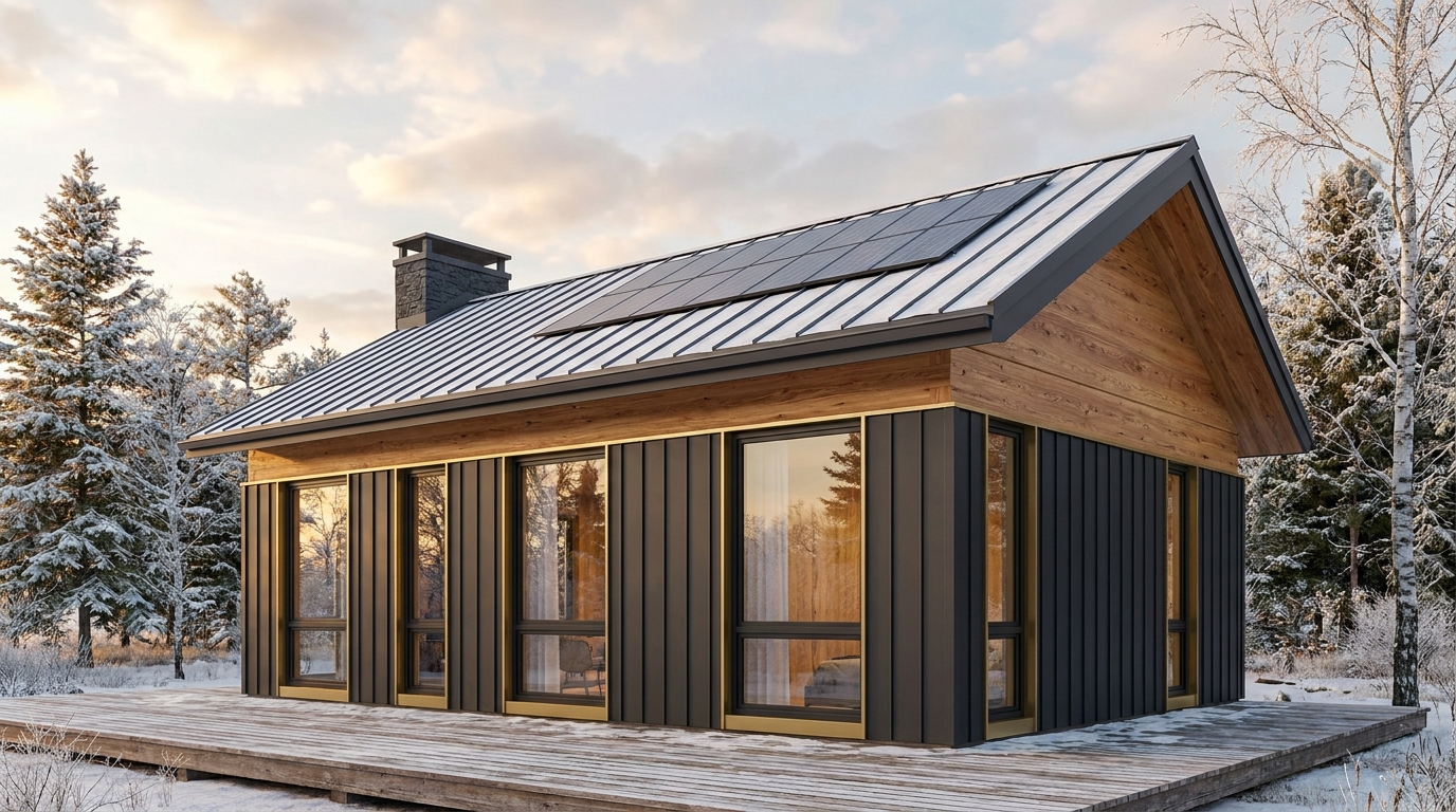 霜の家 外観 — AI render based on BIM specs