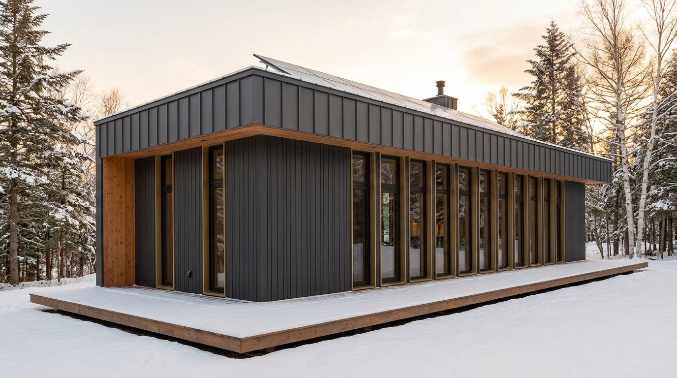 湖の館 外観 — AI render based on BIM specs