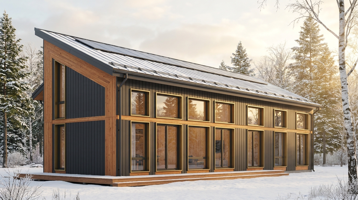 北の砦 外観 — AI render based on BIM specs