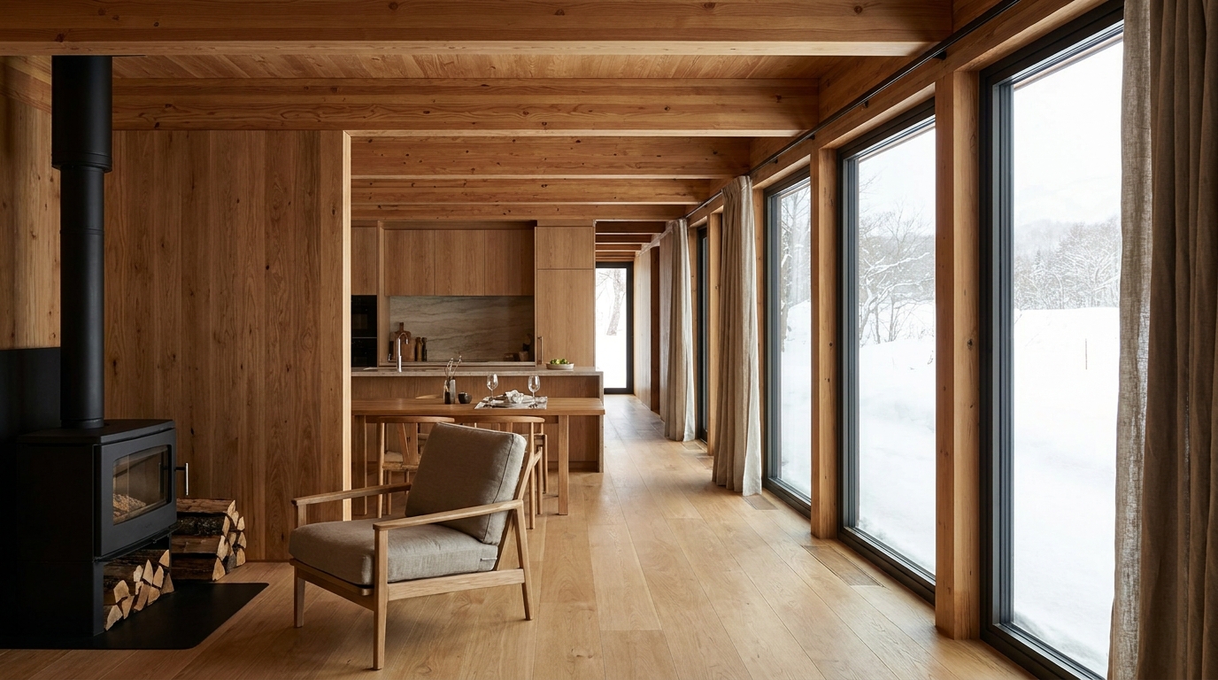 雨の小屋 内観