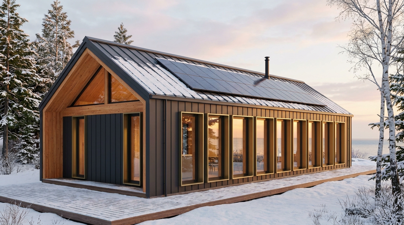 湖の巣 外観 — AI render based on BIM specs