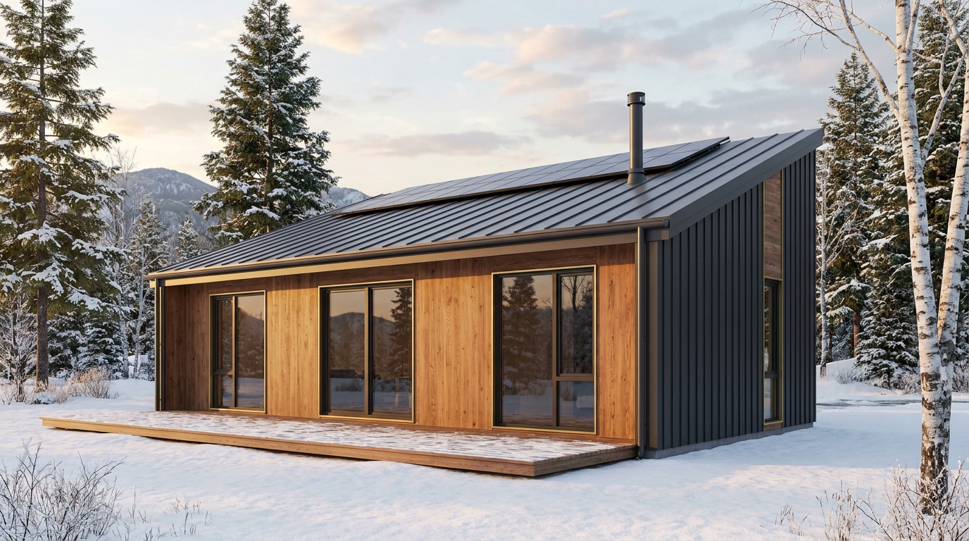 北の巣 外観 — AI render based on BIM specs