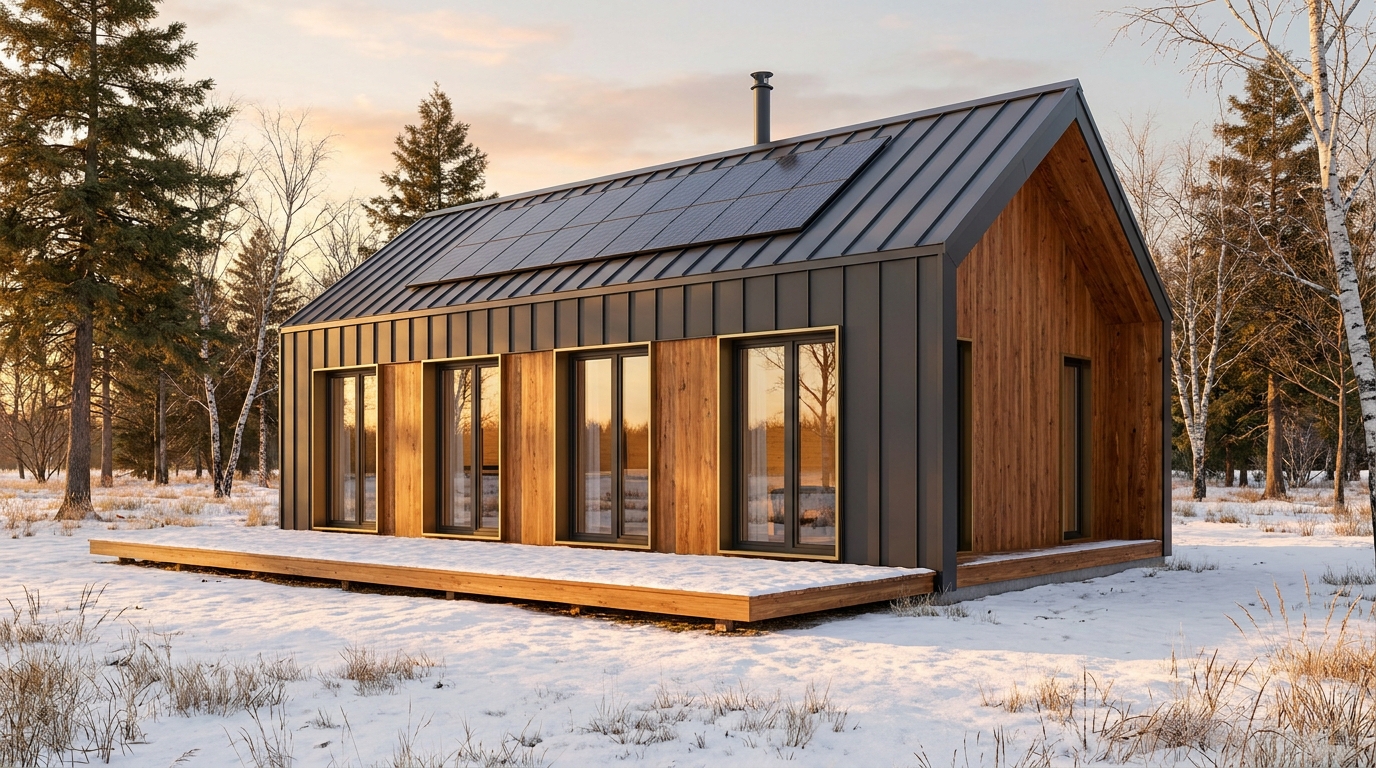 北の家 外観 — AI render based on BIM specs