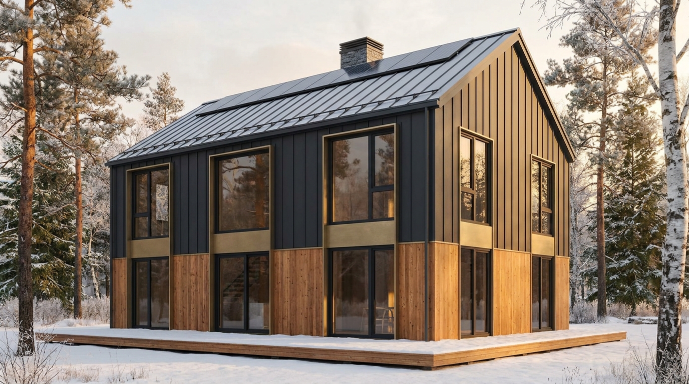 西の蔵 外観 — AI render based on BIM specs