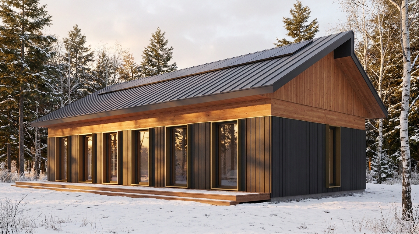湖の巣 外観 — AI render based on BIM specs