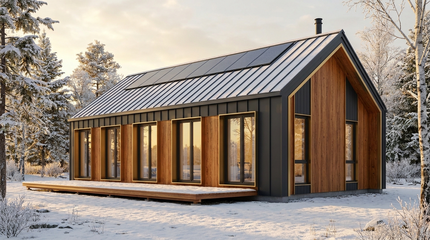 雨の巣 外観 — AI render based on BIM specs