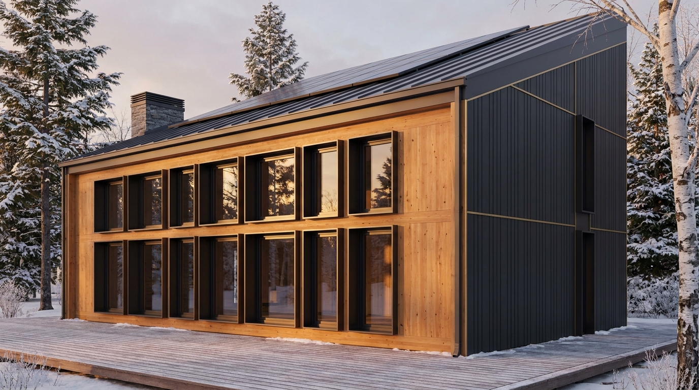 南の庵 外観 — AI render based on BIM specs