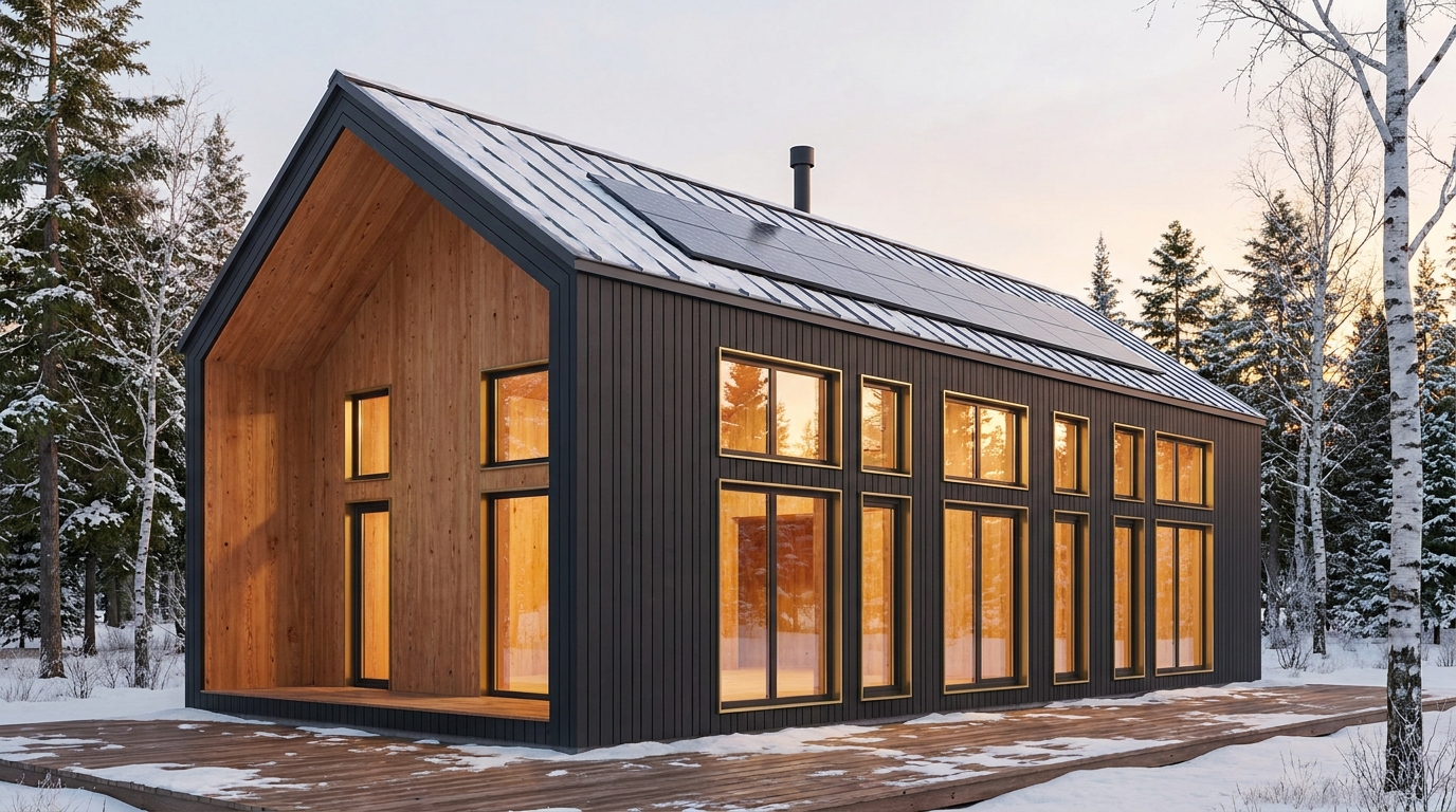 南の小屋 外観 — AI render based on BIM specs