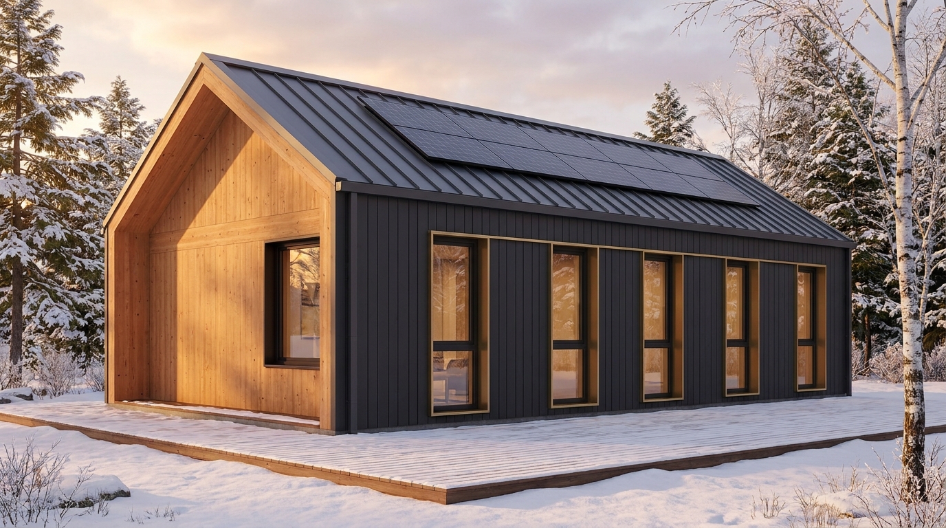東の庵 外観 — AI render based on BIM specs