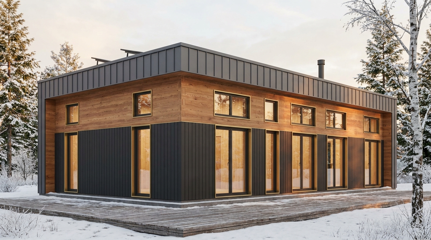 南の小屋 外観 — AI render based on BIM specs