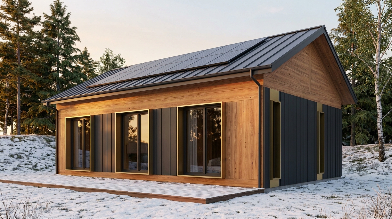 風の庵 外観 — AI render based on BIM specs