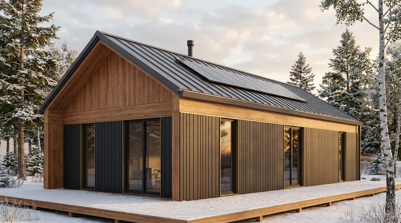 森の家 外観 — AI render based on BIM specs
