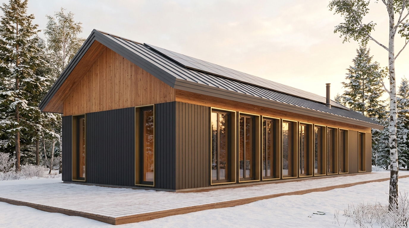 風の庵 外観 — AI render based on BIM specs