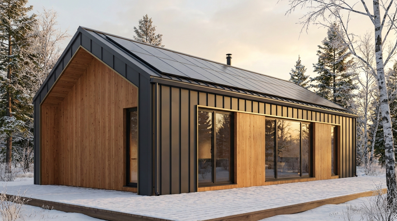 雪の館 外観 — AI render based on BIM specs
