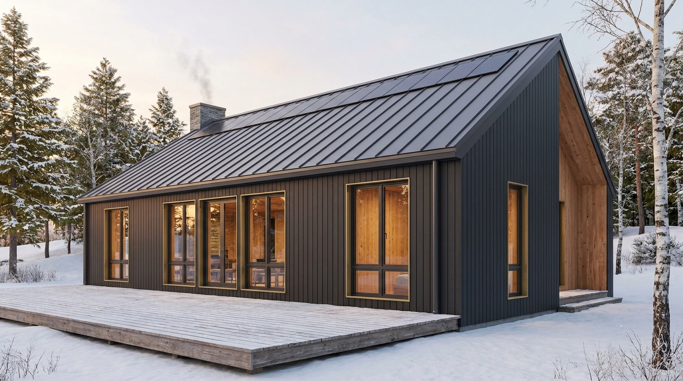 霧の庵 外観 — AI render based on BIM specs