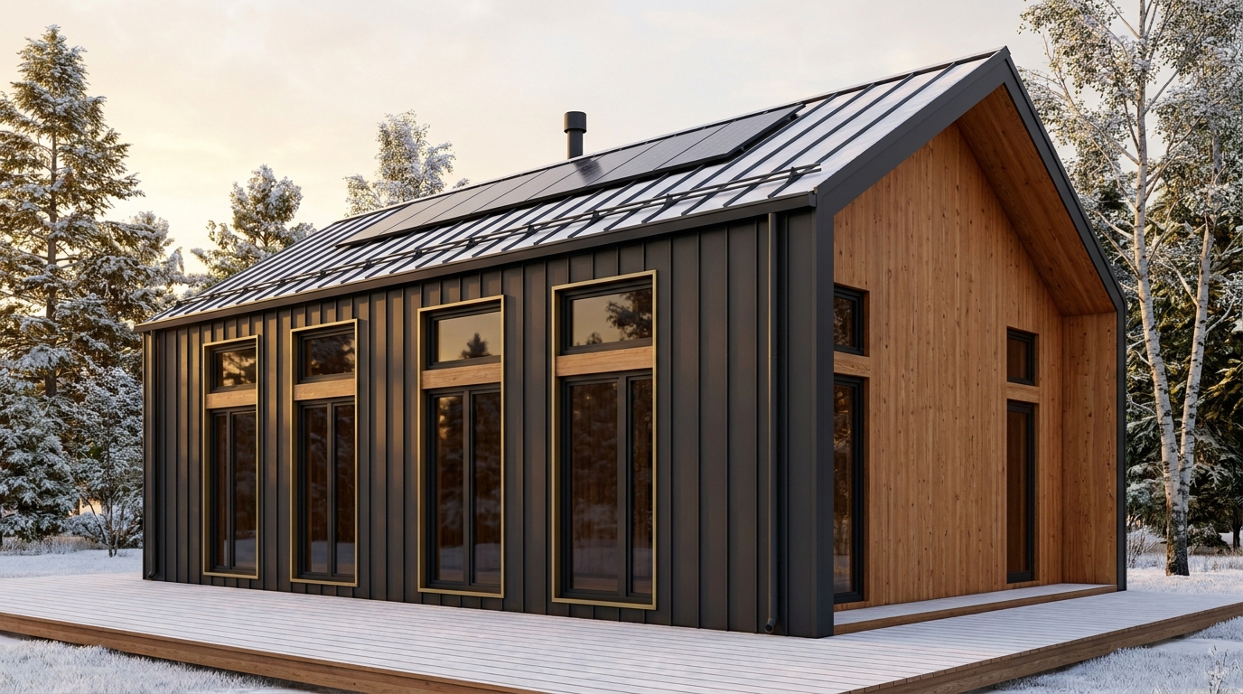 雨の巣 外観 — AI render based on BIM specs