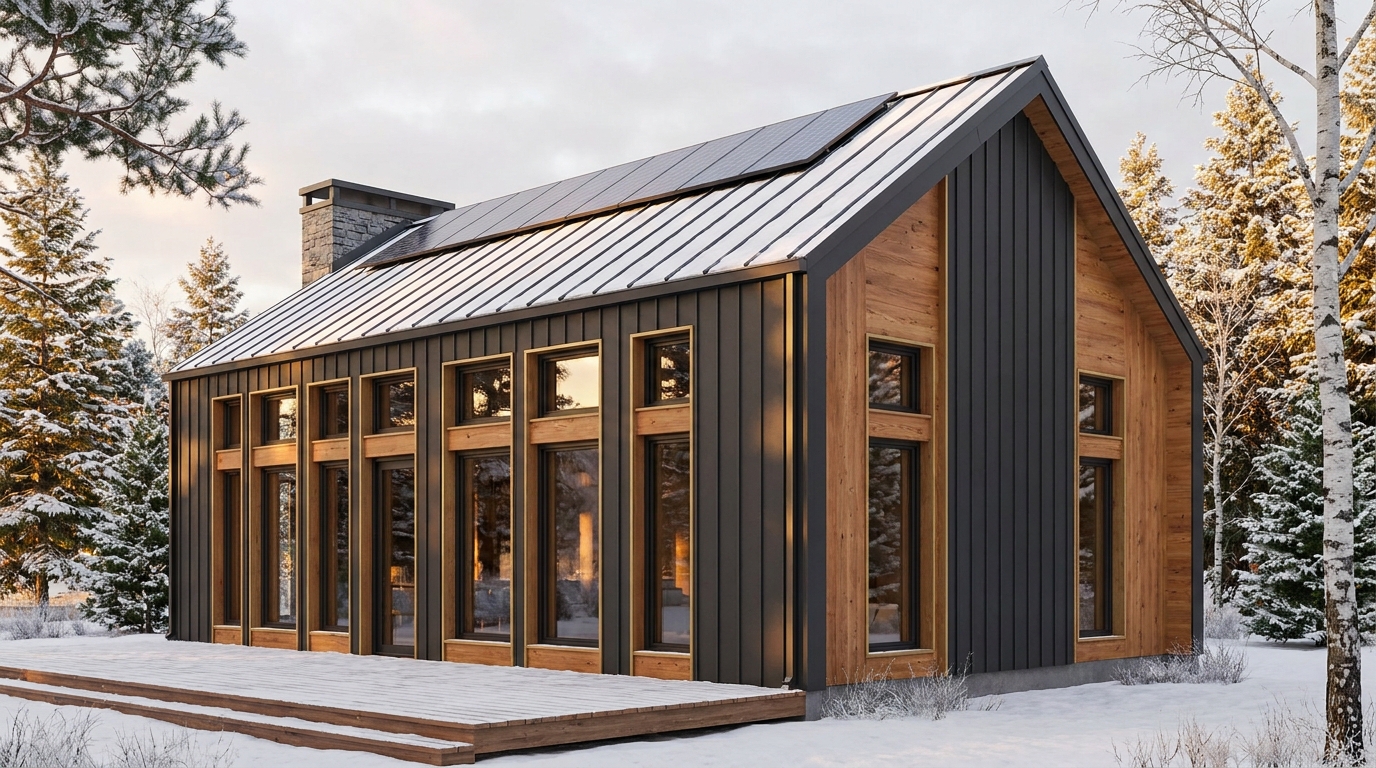 雪の里 外観 — AI render based on BIM specs