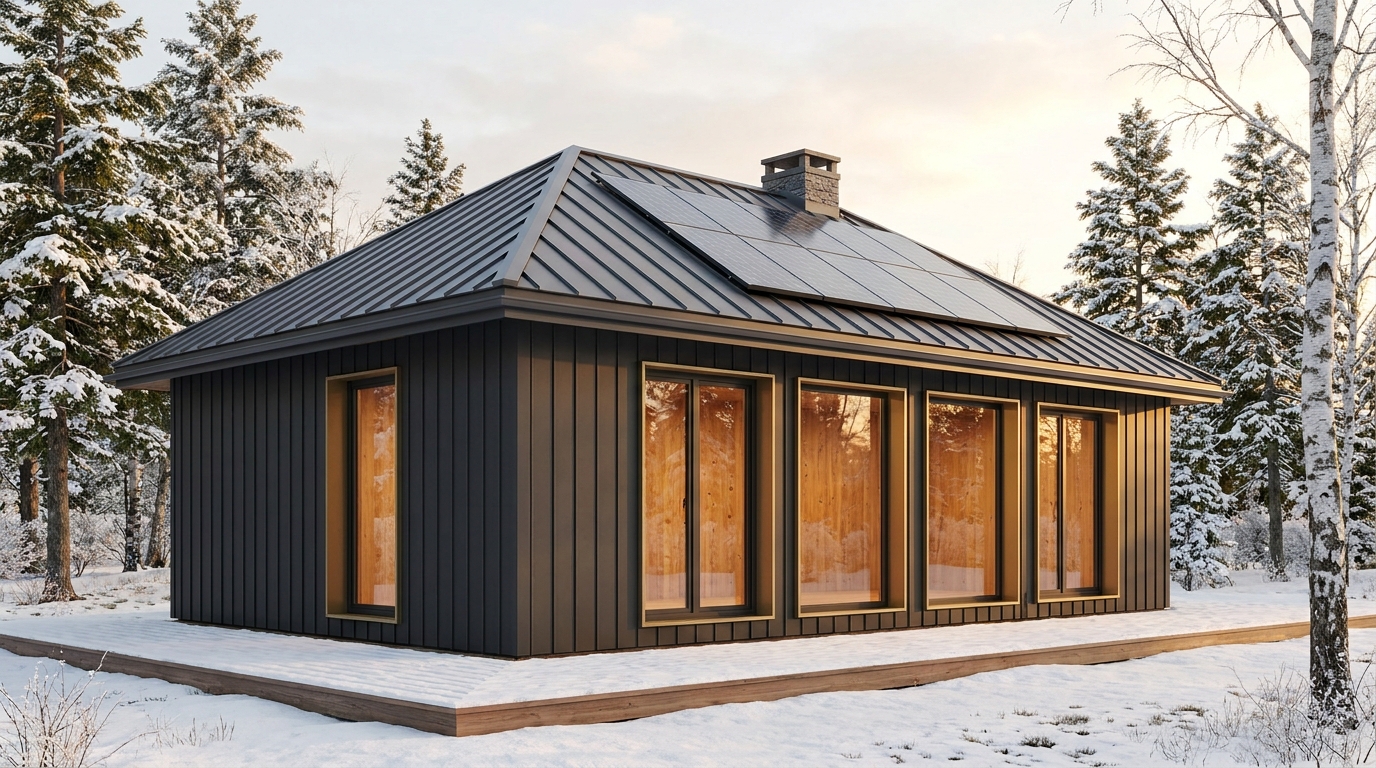 北の小屋 外観 — AI render based on BIM specs