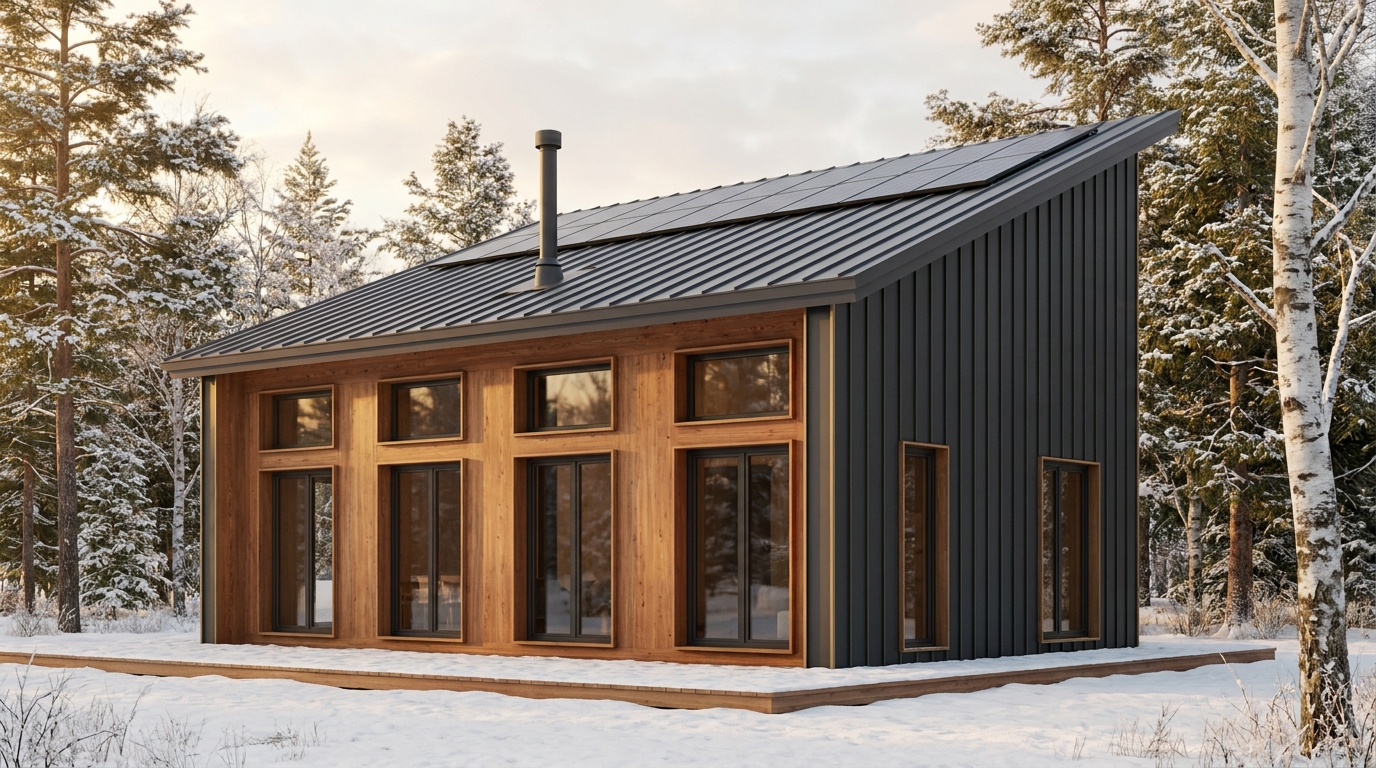 雪の里 外観 — AI render based on BIM specs