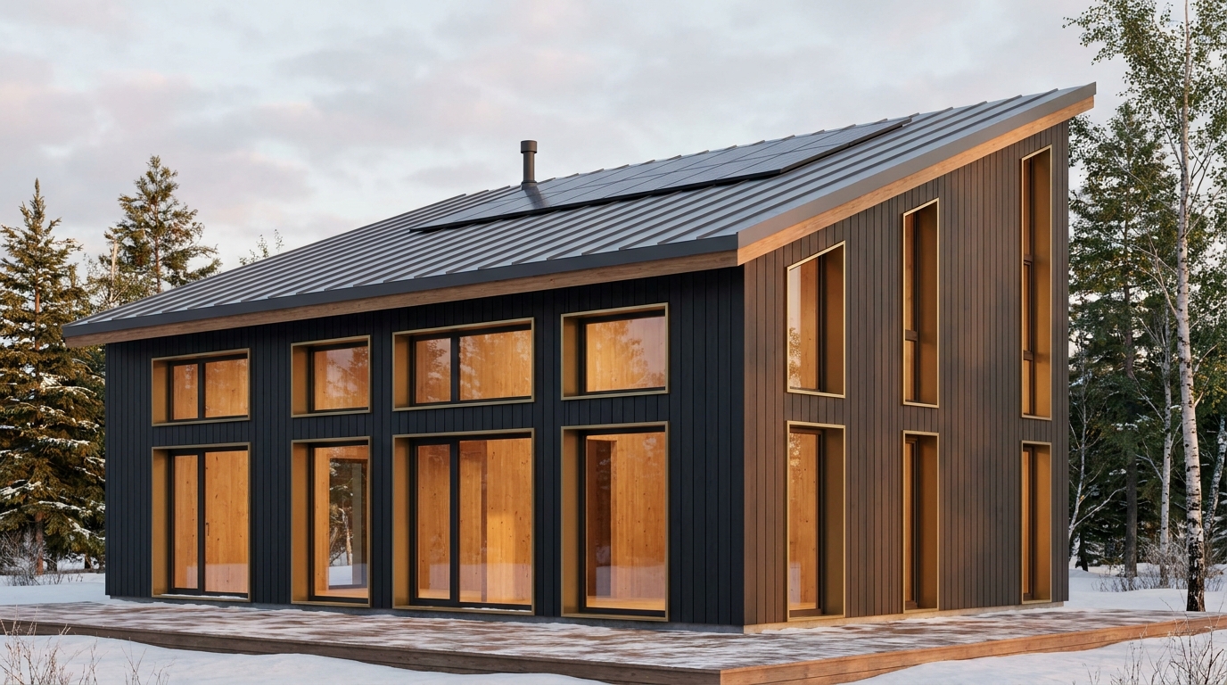 南の小屋 外観 — AI render based on BIM specs