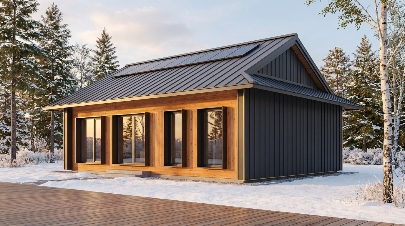 雨の杜 外観 — AI render based on BIM specs