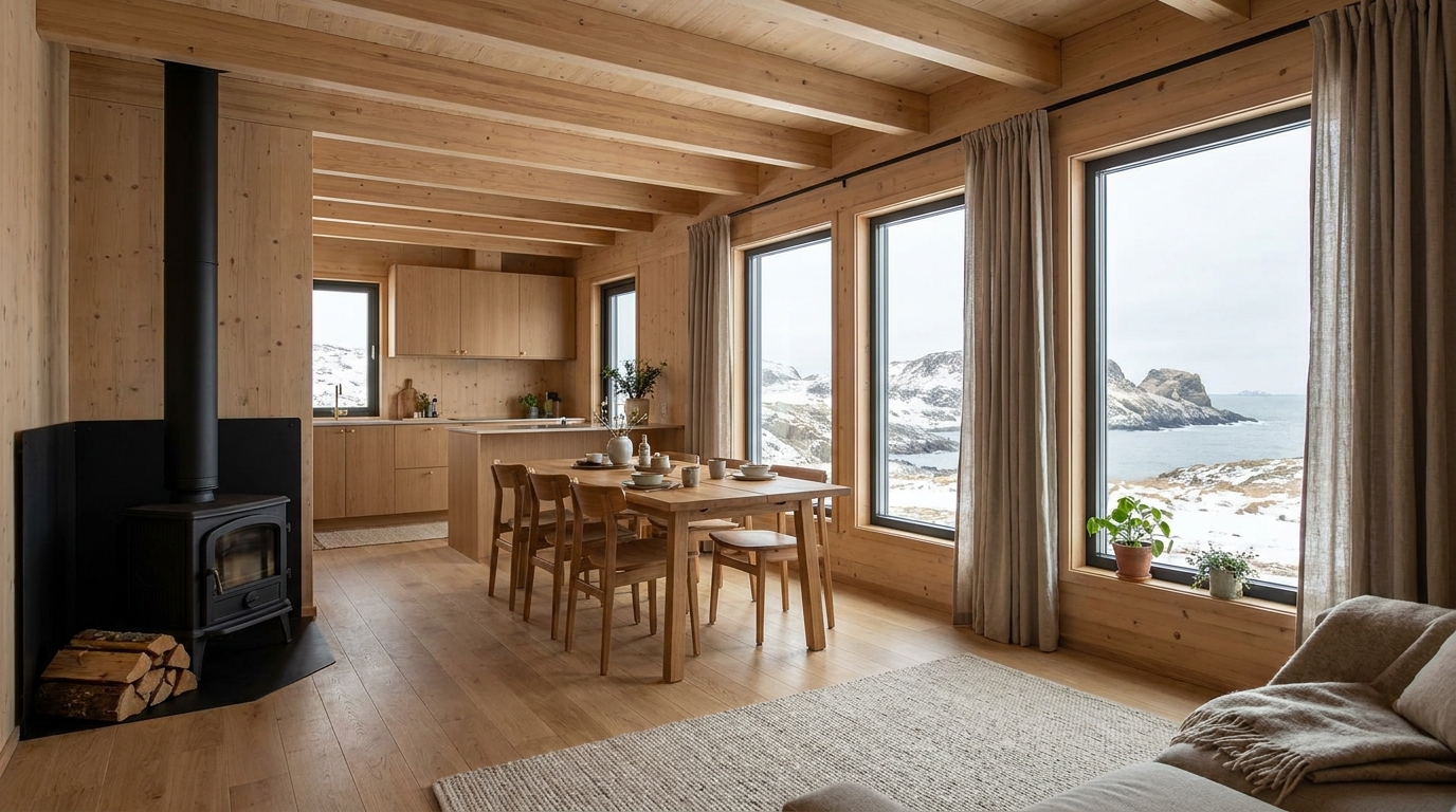 雨の小屋 内観