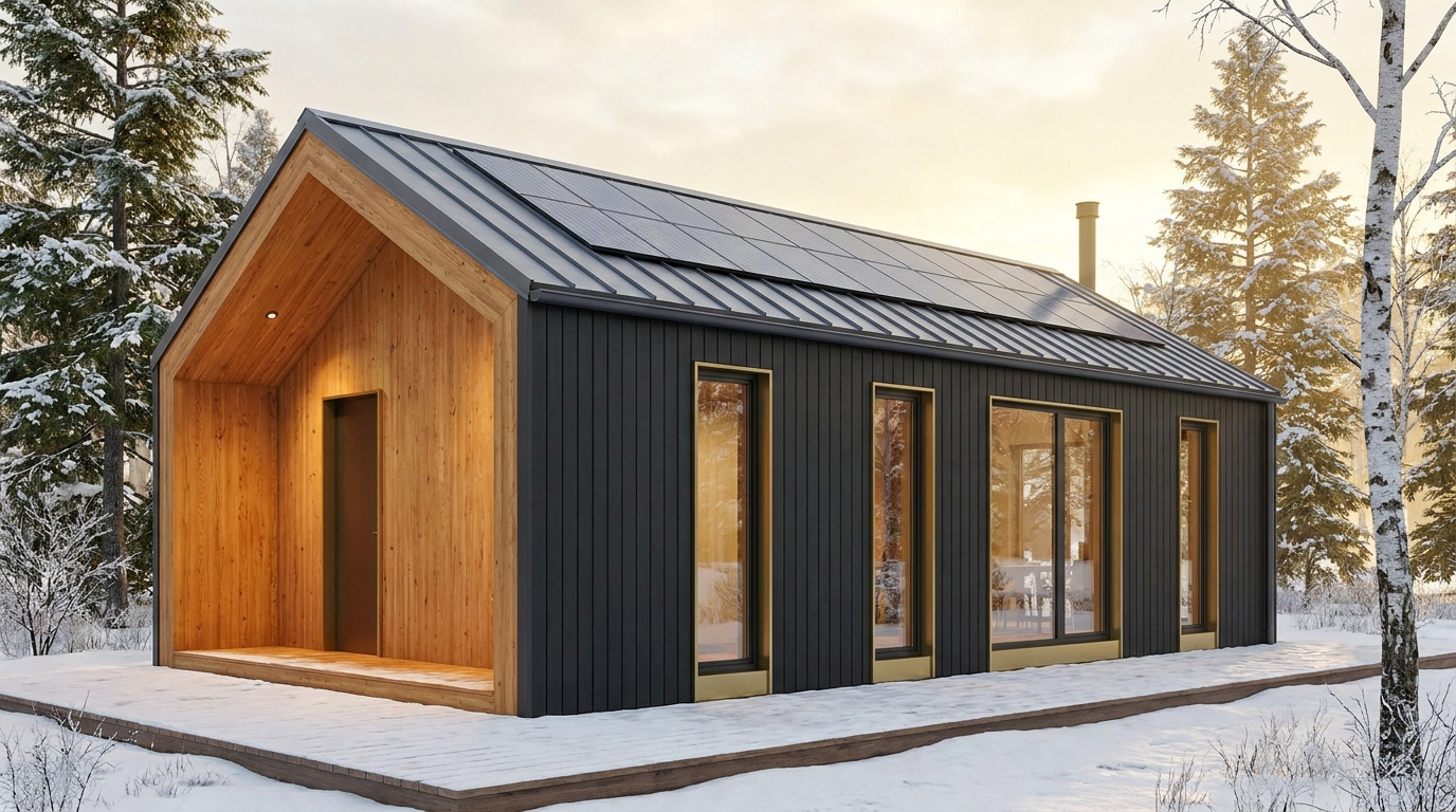 湖の館 外観 — AI render based on BIM specs