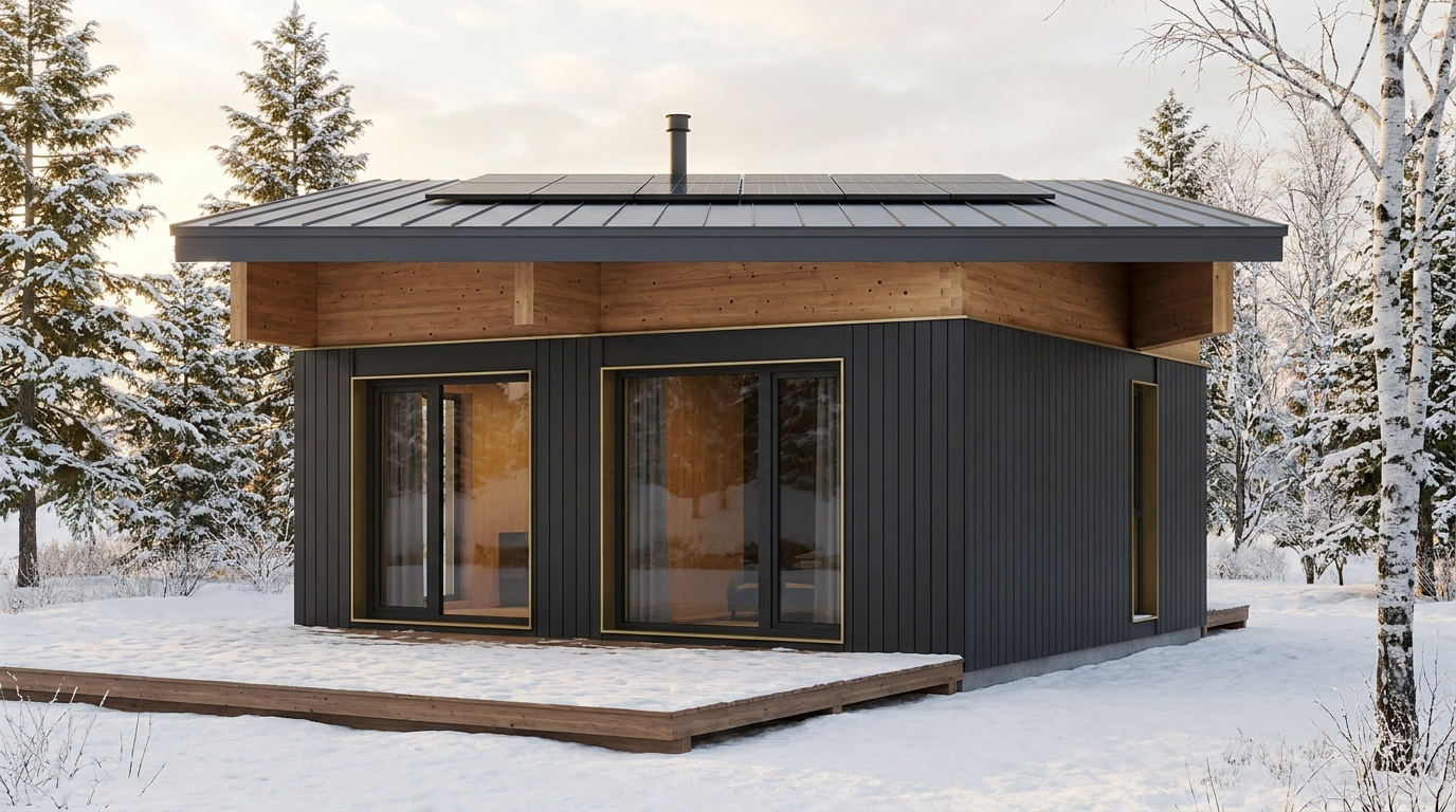 湖の家 外観 — AI render based on BIM specs