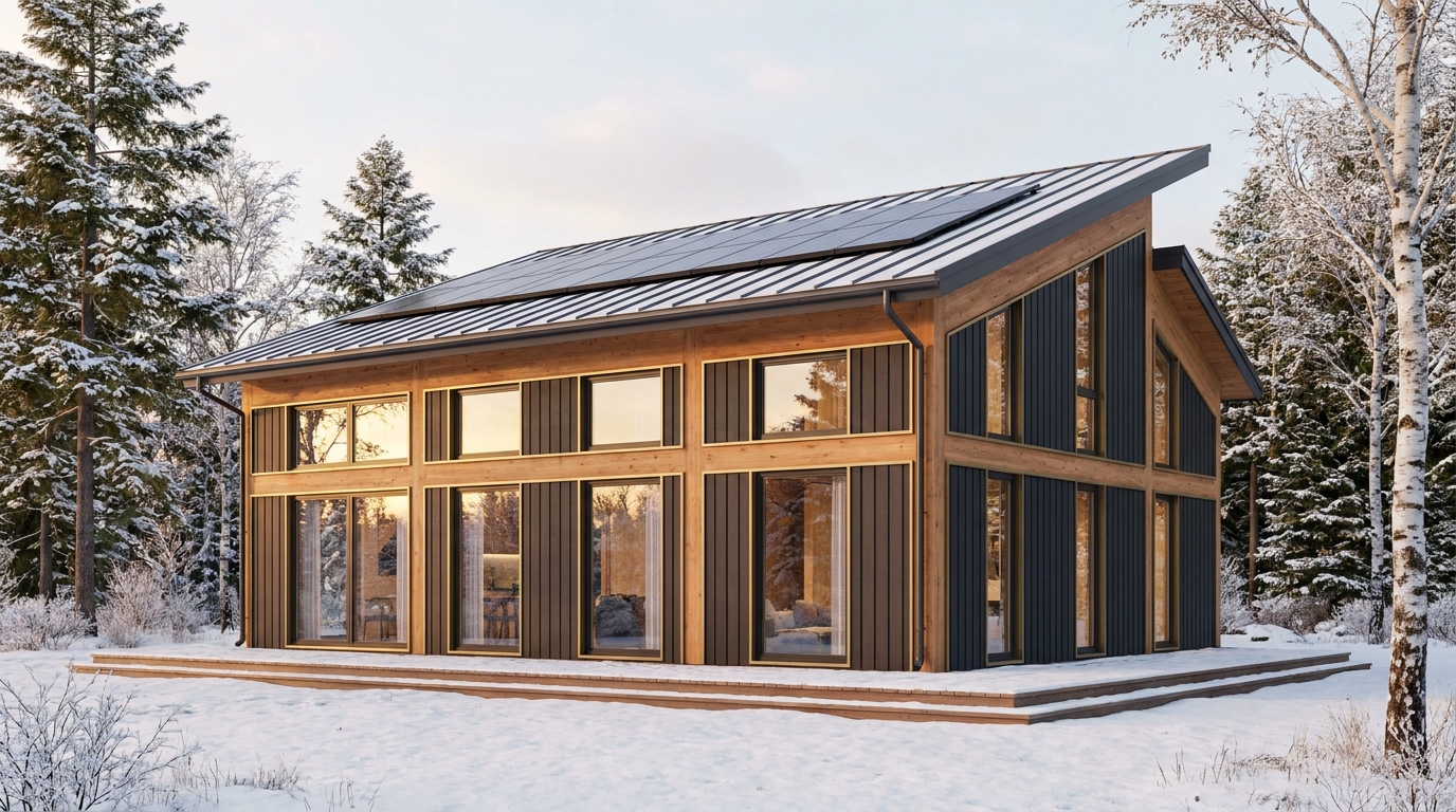 陽の家 外観 — AI render based on BIM specs