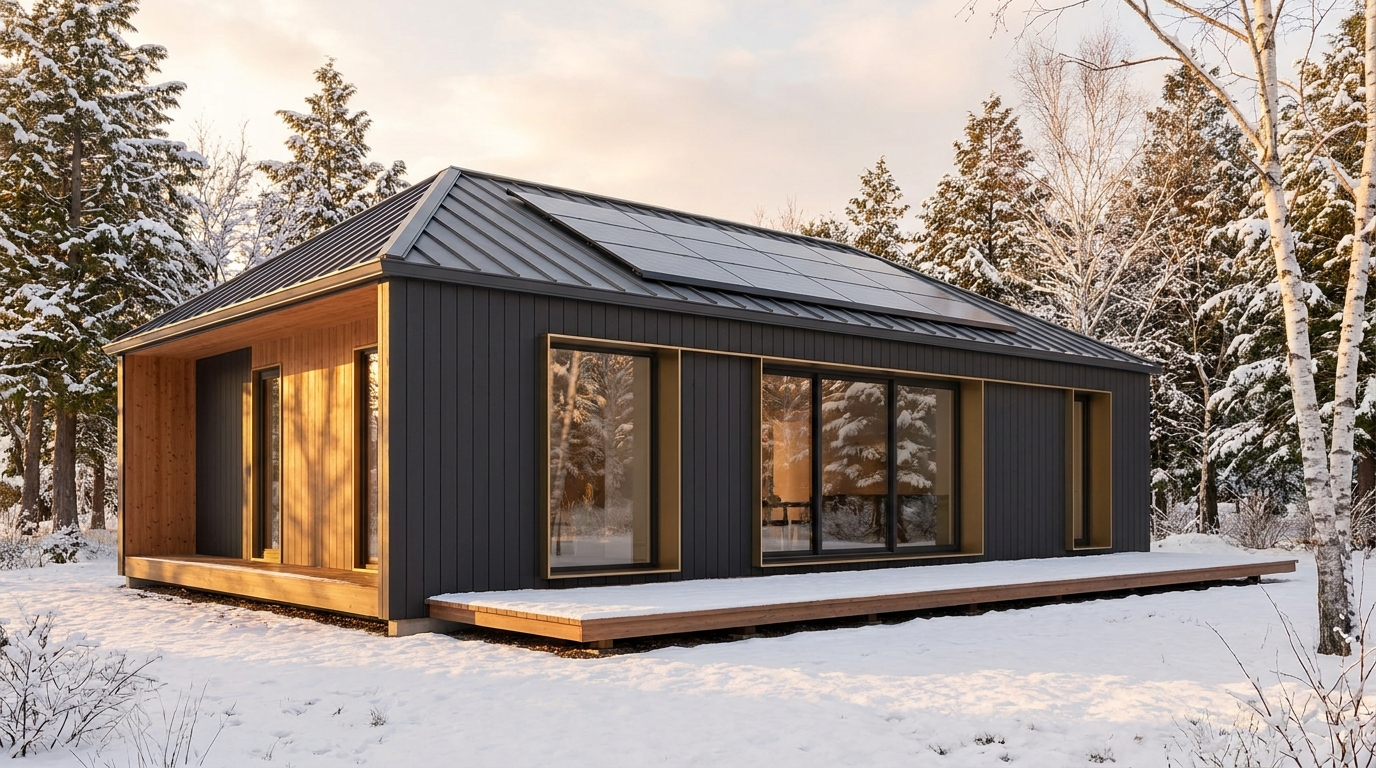 霜の里 外観 — AI render based on BIM specs