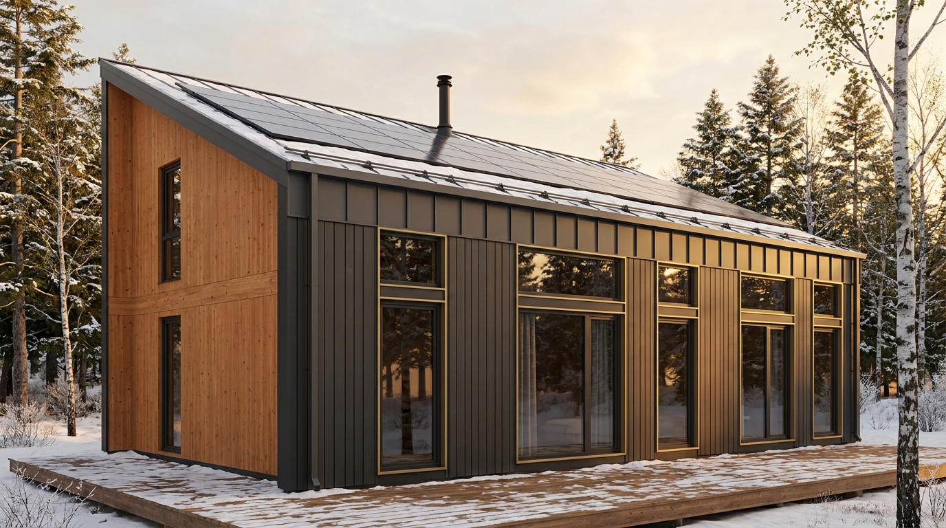 風の小屋 外観 — AI render based on BIM specs