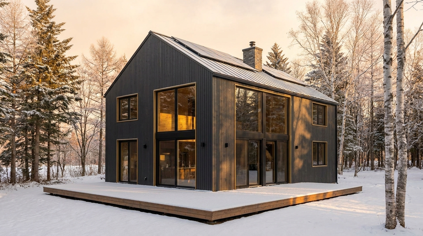 雪の館 外観 — AI render based on BIM specs