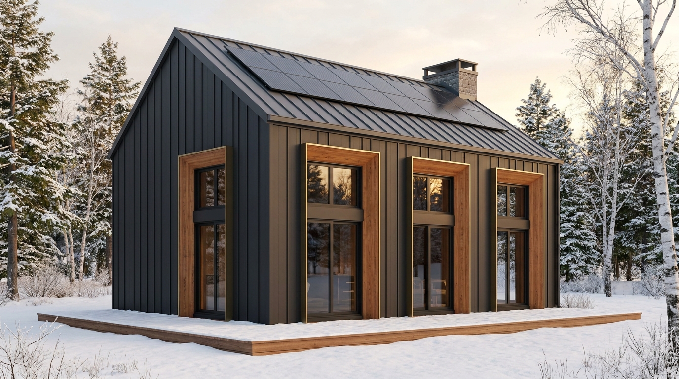 北の小屋 外観 — AI render based on BIM specs