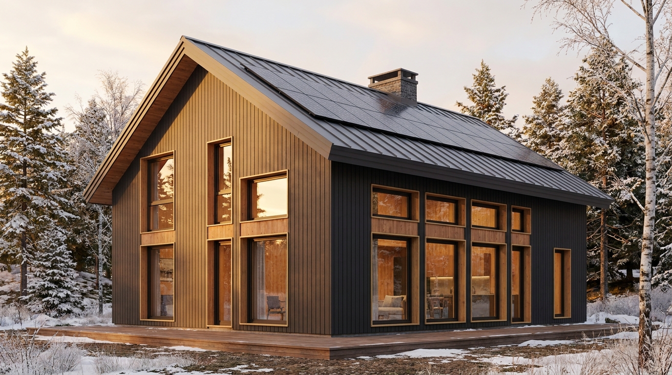 北の小屋 外観 — AI render based on BIM specs