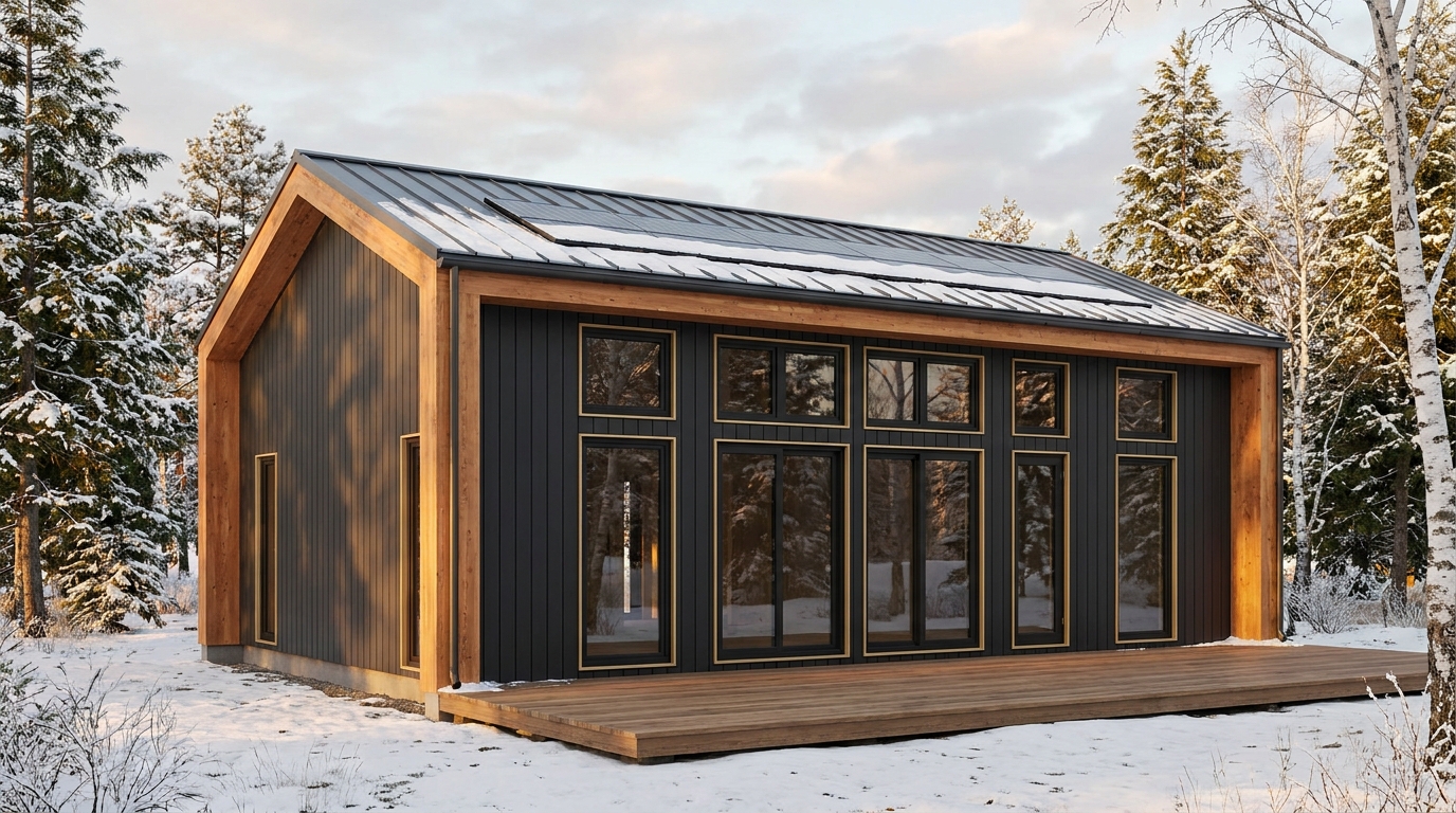 北の蔵 外観 — AI render based on BIM specs